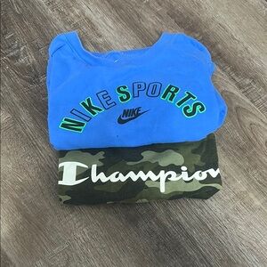 Nike Sports Blue and Champion Camo    t-shirts